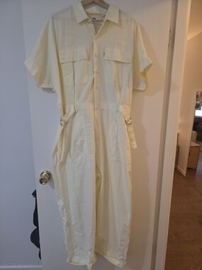 Pale Yellow Levi's Button-Up Utility Jumpsuit Size Large